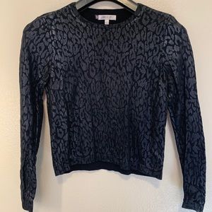 Jennifer Lopez Black Animal Print Sweater